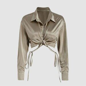 NWT‎ Cider Tie Waist Blouse Top in tan Size XS